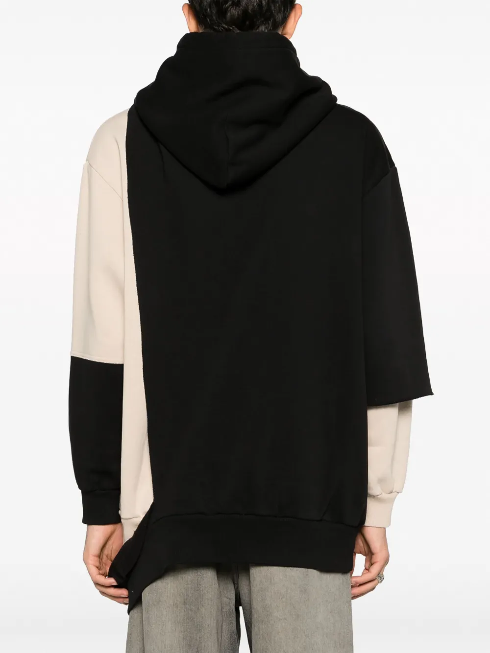 Shop Mm6 Maison Margiela Panelled Asymmetric Hoodie In Black