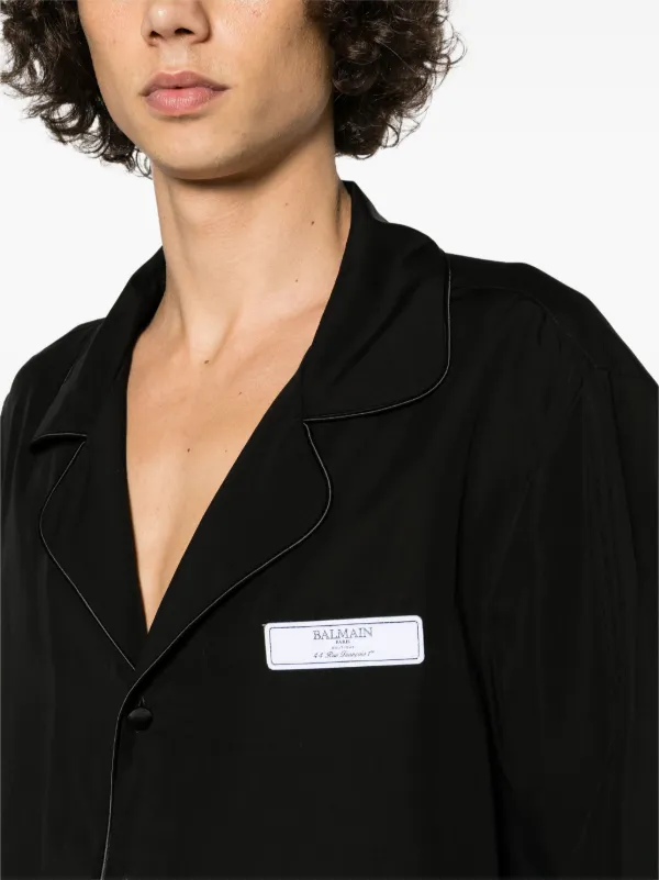 Balmain logo-patch Long Sleeve Shirt | Black | FARFETCH