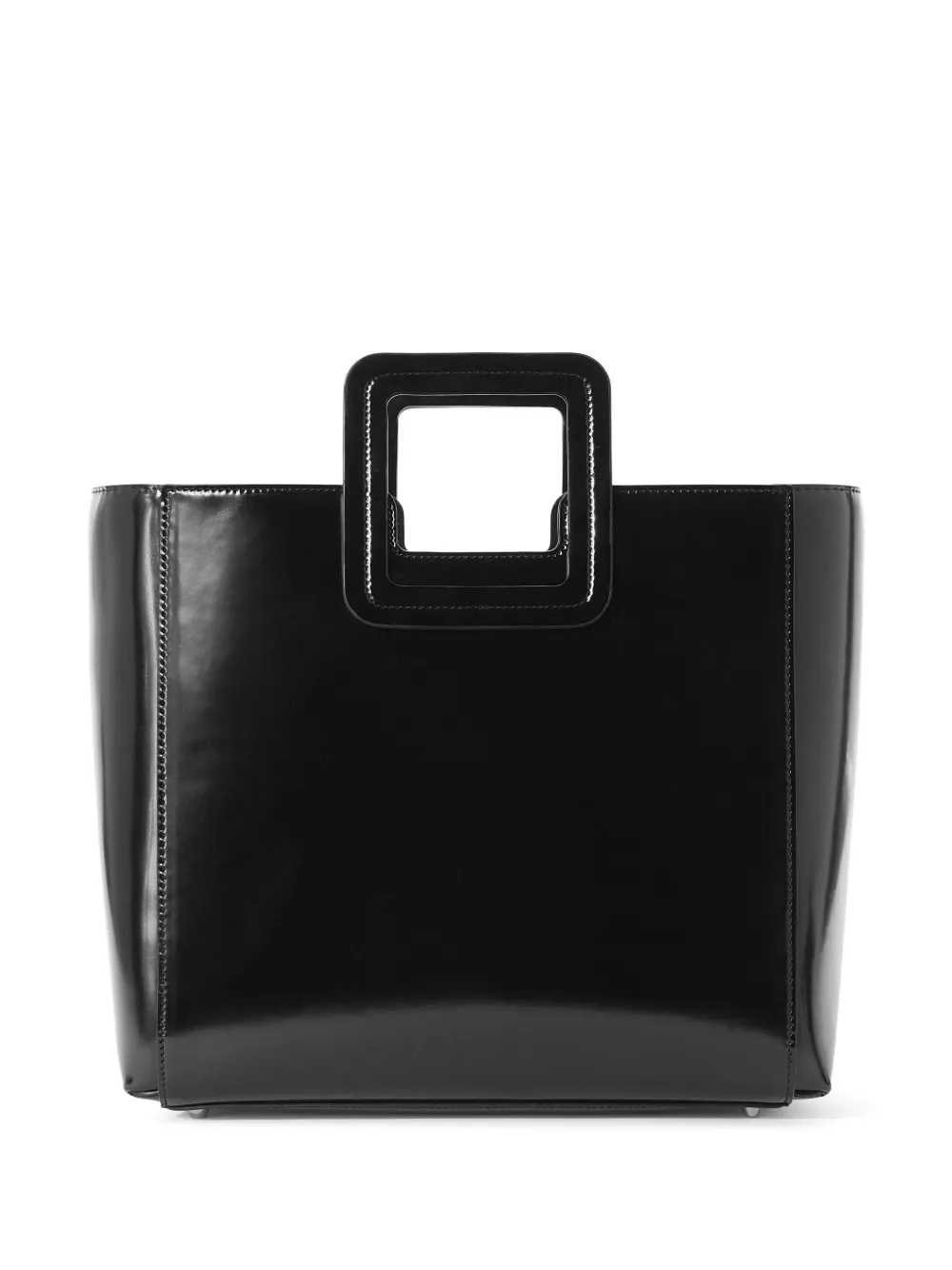 Staud Black Leather Shirley Shopping Bag