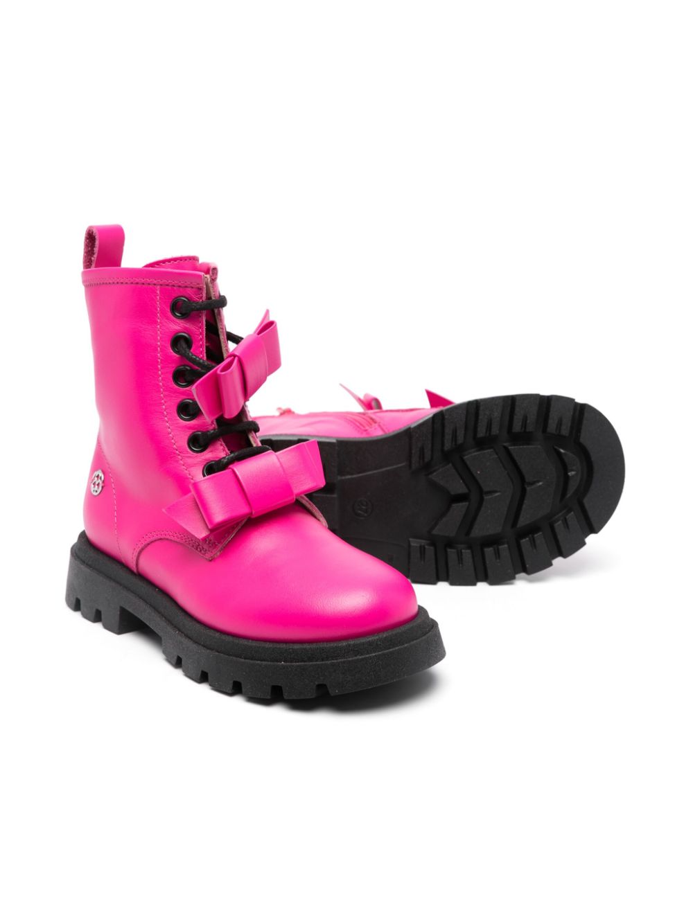 Florens bow-detail combat boots - Roze