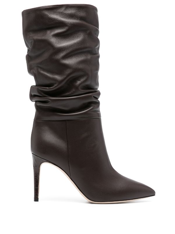 Ruched sales leather boots