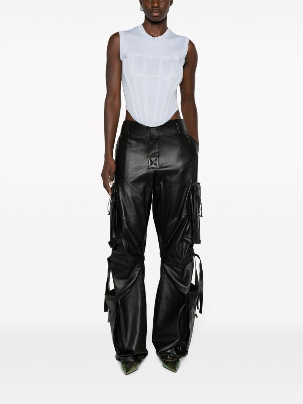 Dark Park Lilly Leather Cargo Trousers In Black