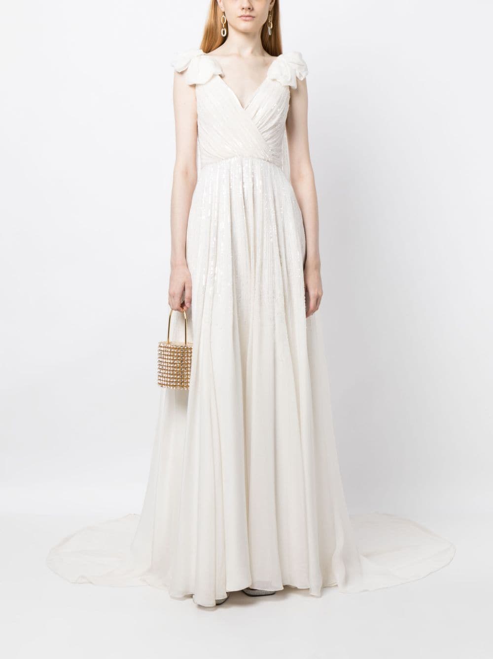 Shop Jenny Packham Alma Pleated Sequin Bridal Gown In White