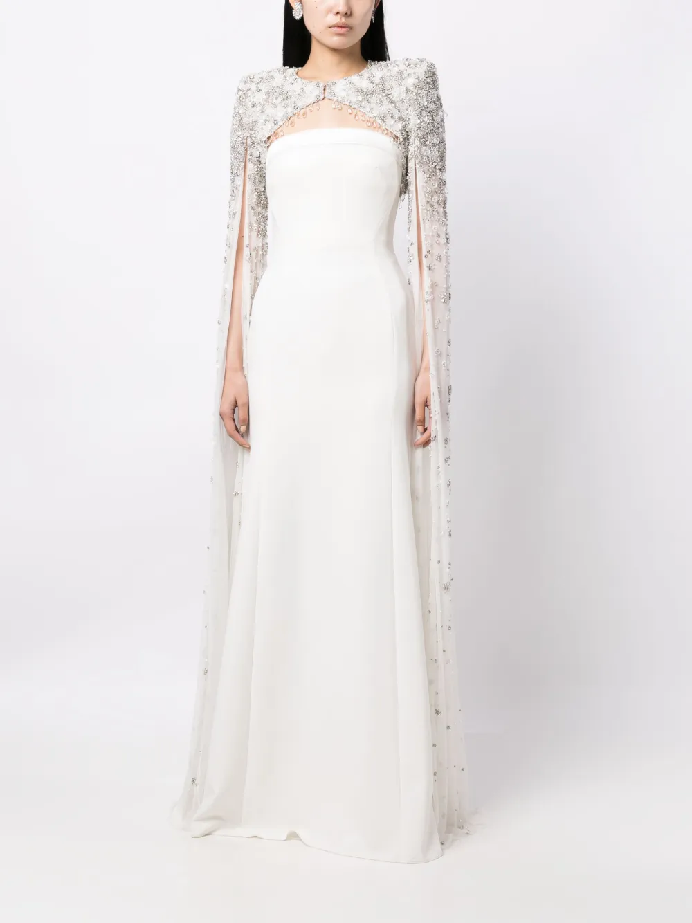 Jenny Packham Lumi cape verfraaid met kristallen - Wit