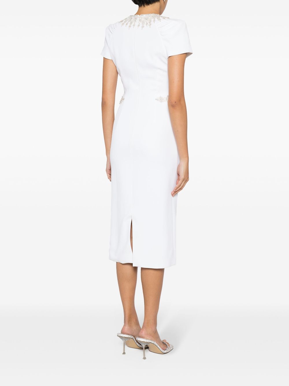 Shop Jenny Packham Ines Beaded Midi Dress In Weiss