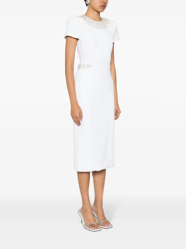 Jenny Packham Ines Beaded Midi Dress - White Jenny Packham Ines Beaded Midi Dress - White