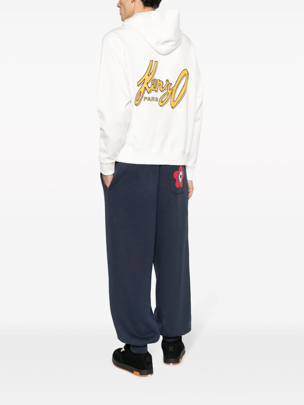 Shop Kenzo Archive Logo Cotton Hoodie In White