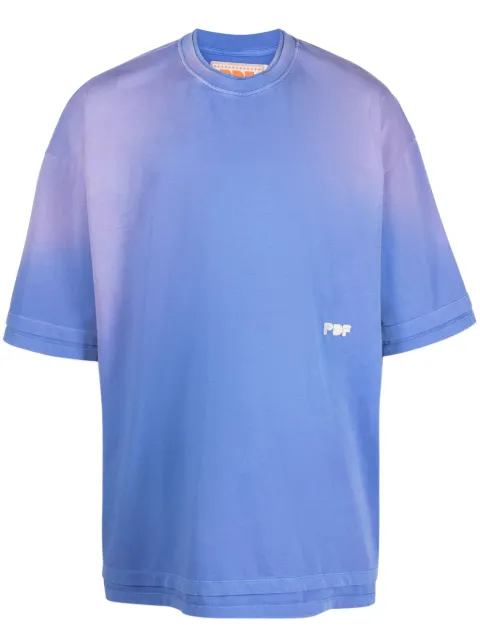 PDF bleached-effect logo-embroidered cotton T-shirt