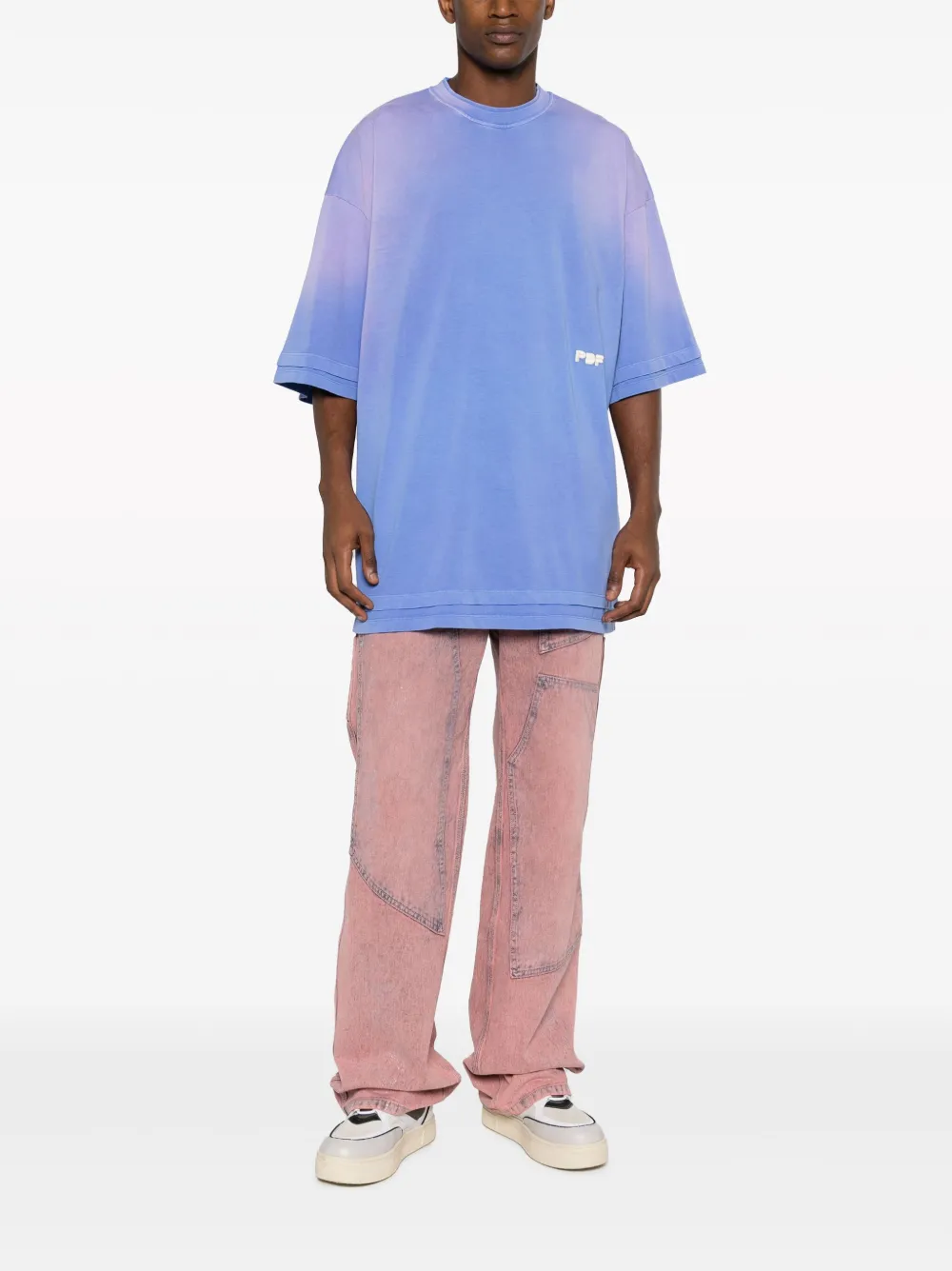 PDF T-shirt met gebleekt effect - Blauw