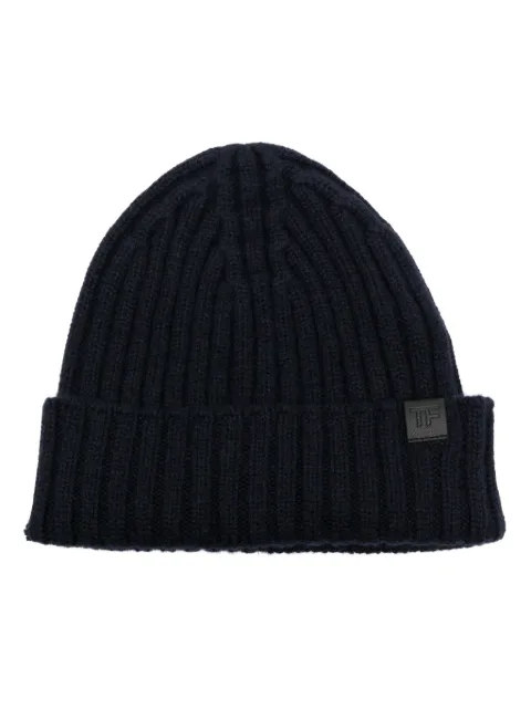 TOM FORD logo-patch chunky-knit beanie