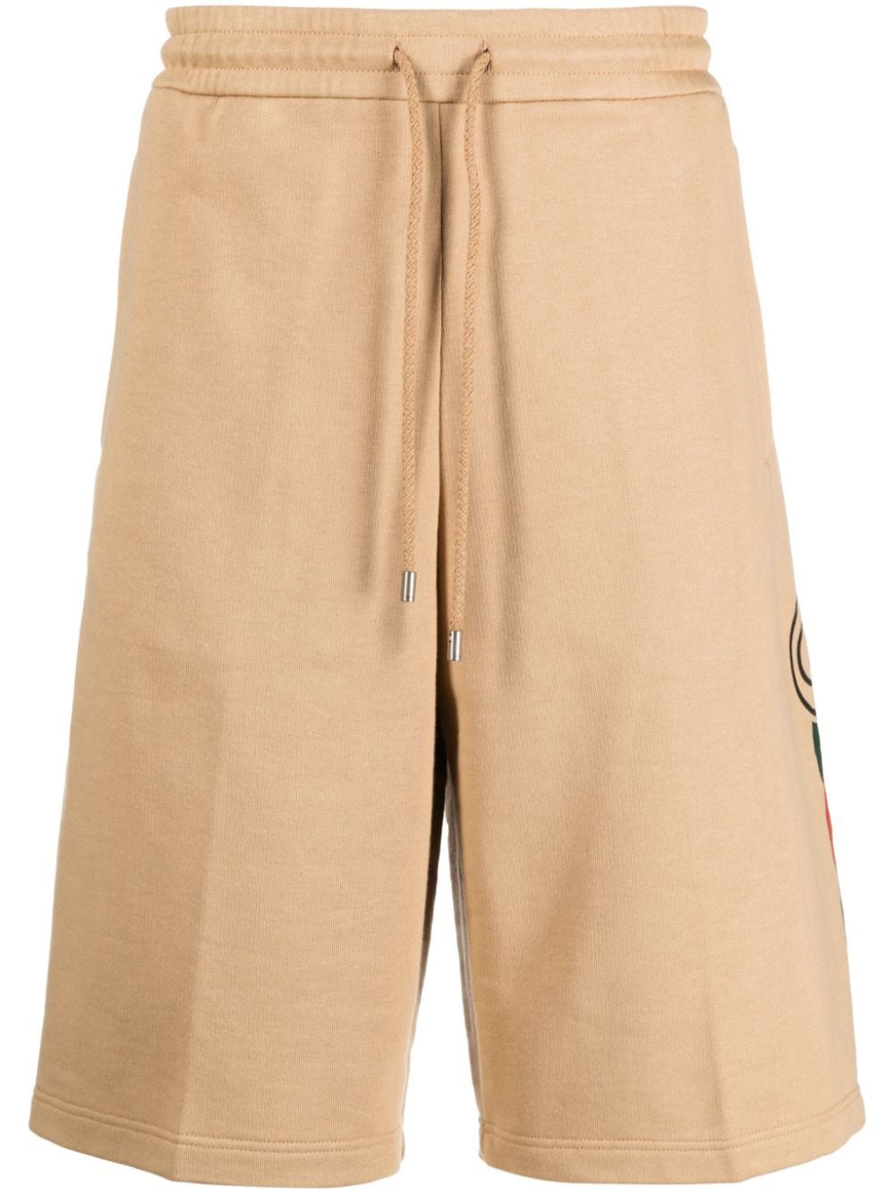 Gucci logo-print cotton track shorts Beige