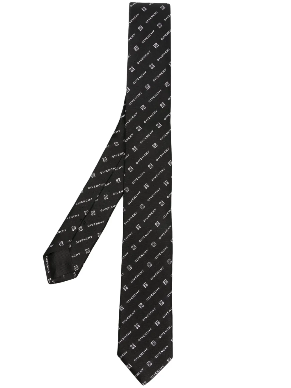 Givenchy Mens Black Monogram-pattern Narrow-blade Silk Tie
