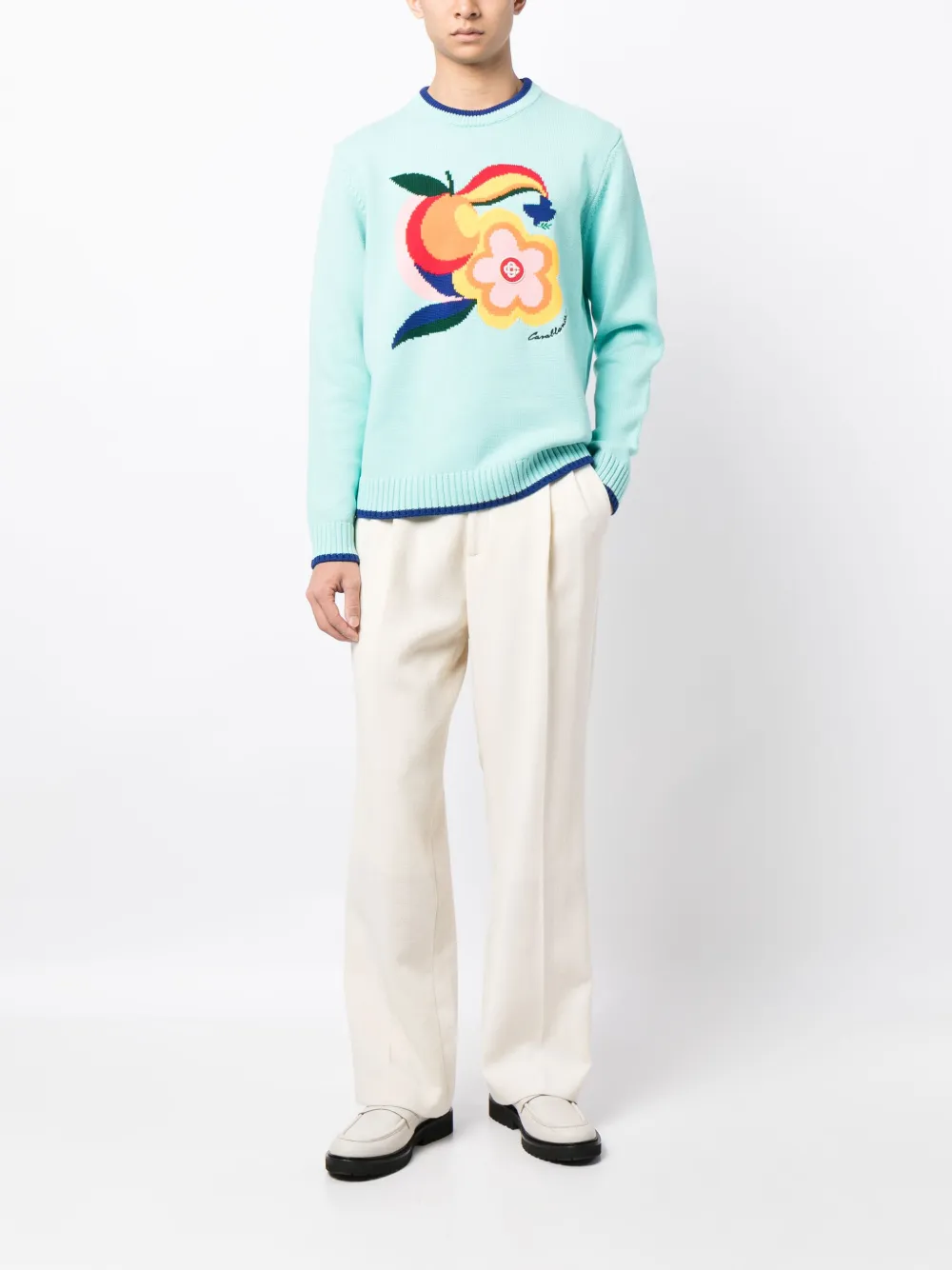 Casablanca logo-patch intarsia knit jumper - Groen