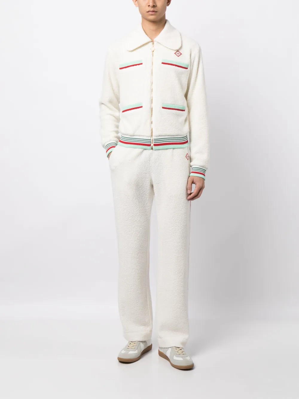 Casablanca side-stripe fleece track pants - Beige