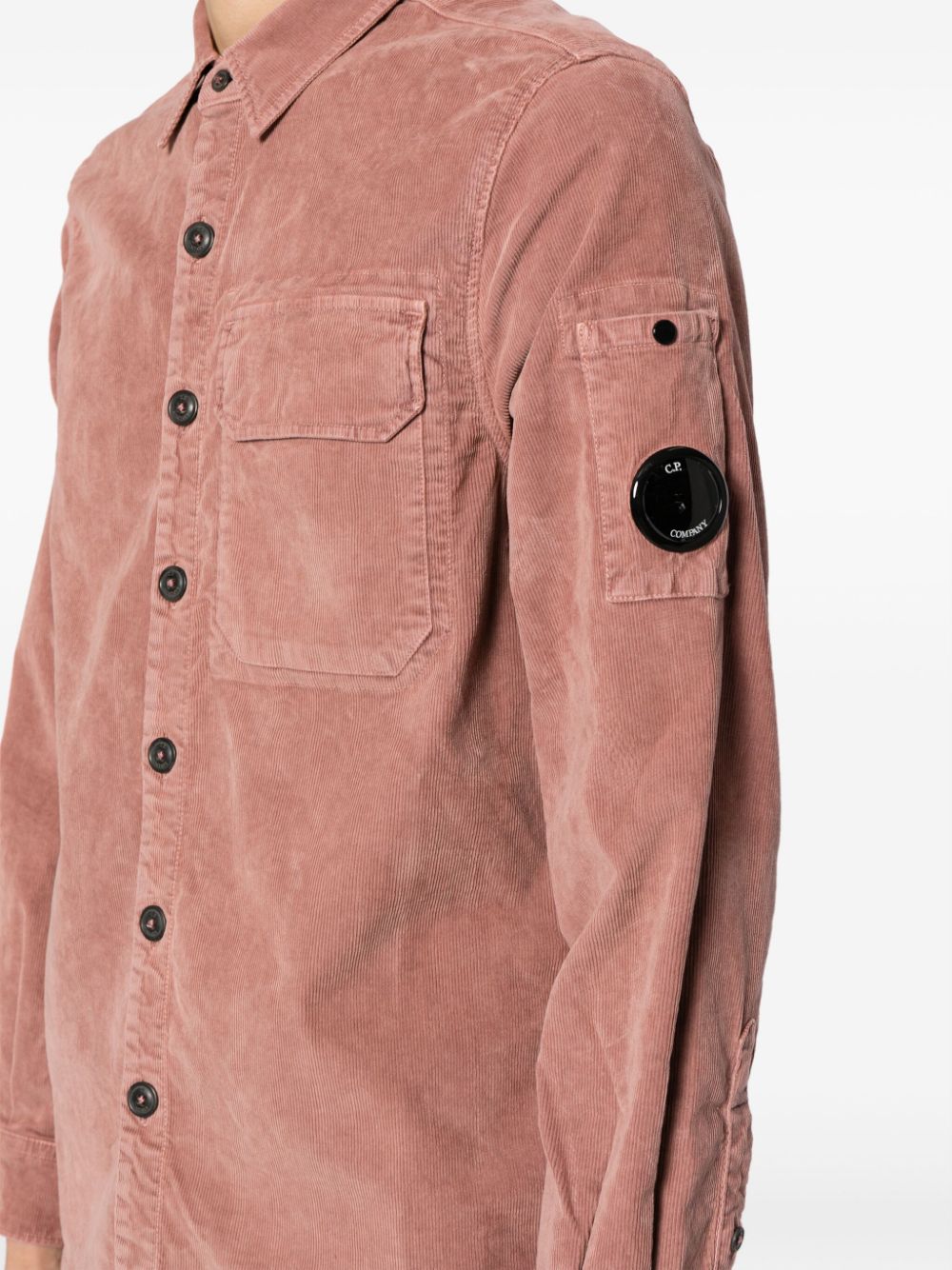 Shop C.p. Company Compass-motif Corduroy Cotton Shirt In Pink
