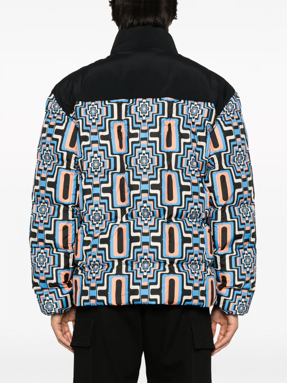 Shop Marcelo Burlon County Of Milan Geometric-print Quilted Puffer Jacket In Black