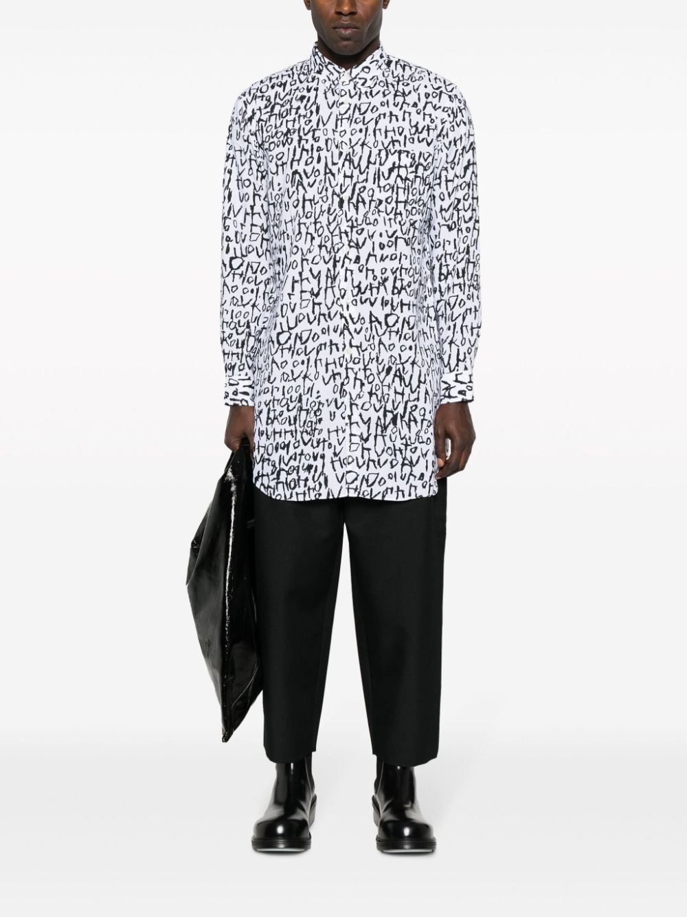 Shop Comme Des Garçons Homme Deux Abstract-print Long Shirt In White