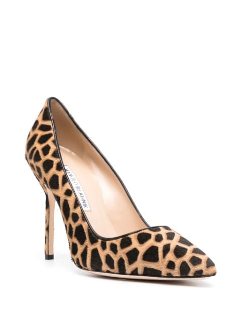 giraffe-print leather pumps