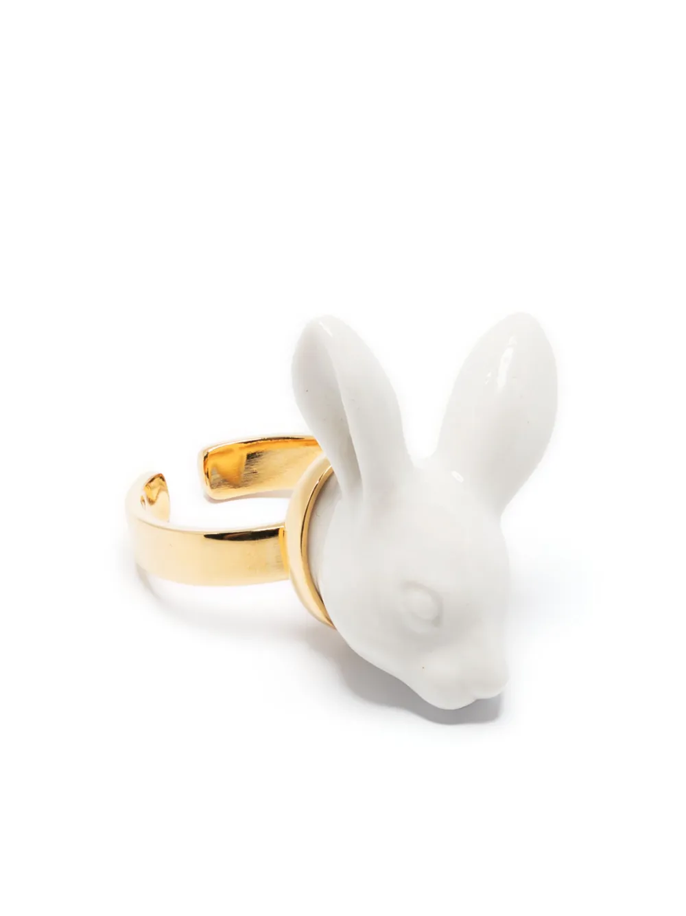 Andres Gallardo Rabbit Head porcelain adjustable ring - Bianco