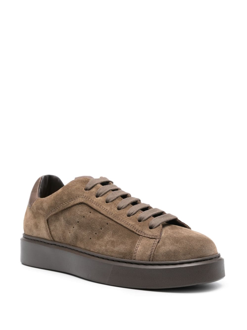 Shop Doucal's Logo-lettering Suede Sneakers In Brown