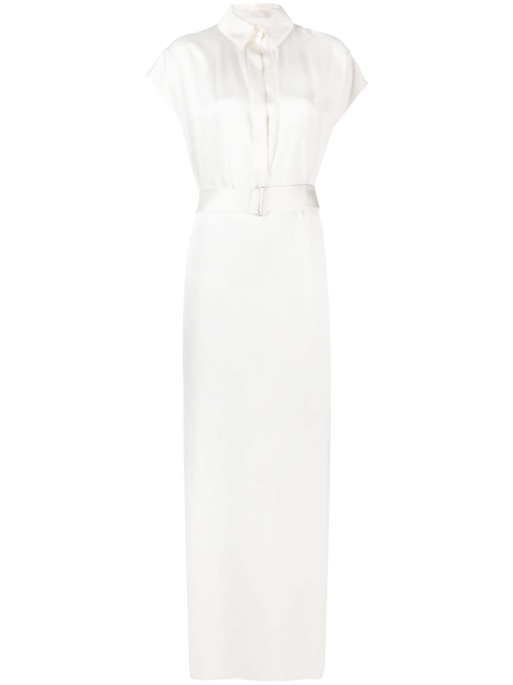 Sa Su Phi Francesca Tied-waist Satin Maxi Dress In White