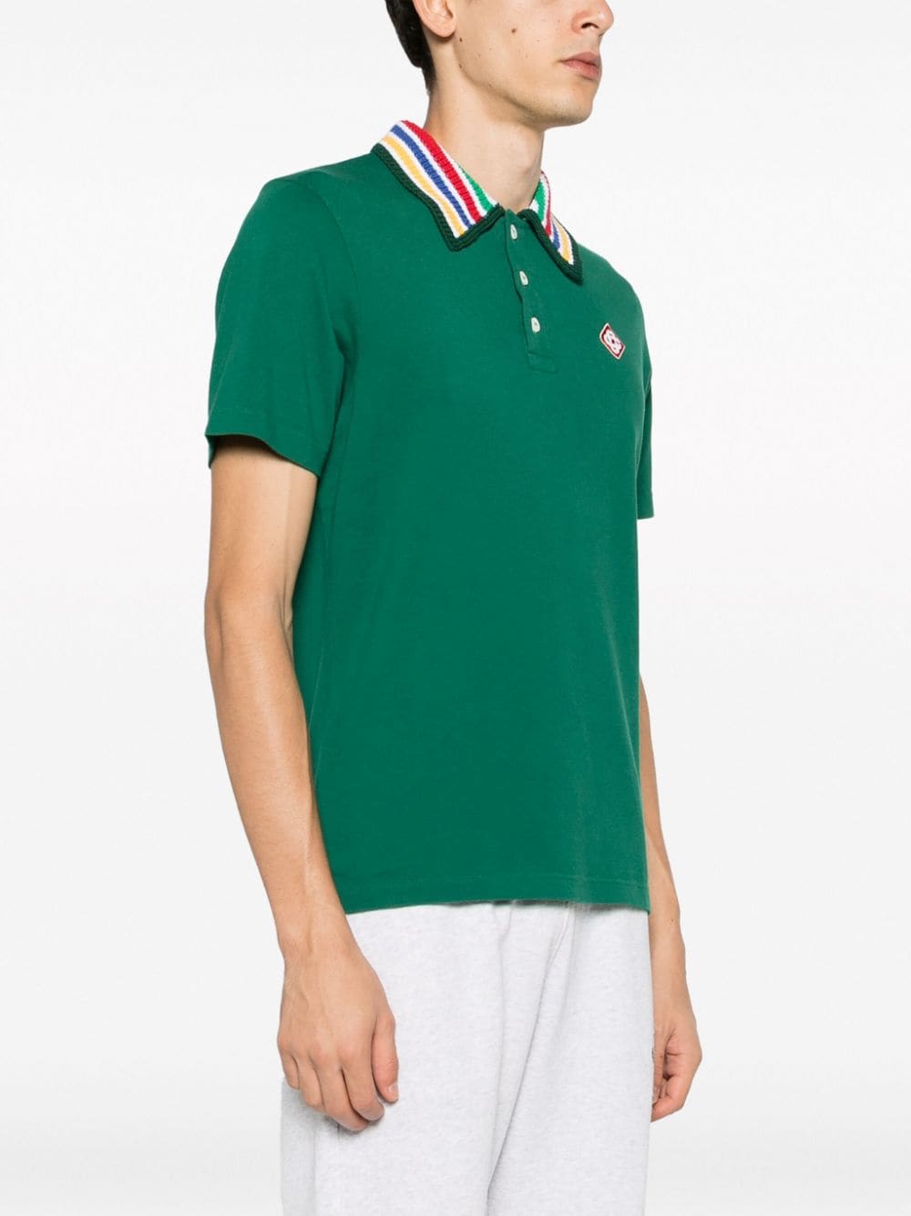 Shop Casablanca Knitted-collar Polo Shirt In Green
