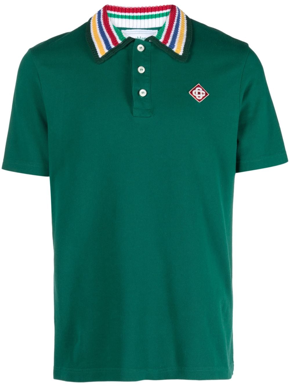 Shop Casablanca Knitted-collar Polo Shirt In Green