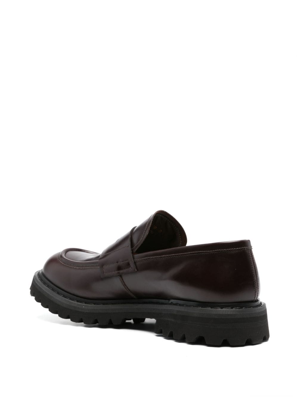 Shop Premiata Logo-patch 50mm Leather Loafers In Brown