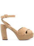 Miu Miu crossover suede platform sandals - Neutrals