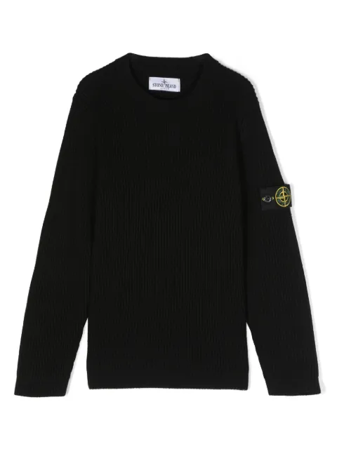 Stone Island Junior Compass-badge virgin-wool jumper
