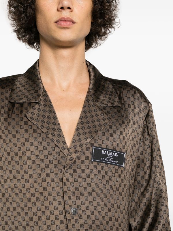 Balmain monogram-print Satin Shirt - Farfetch