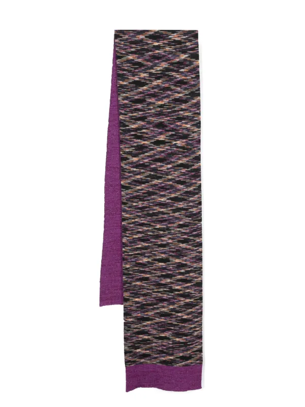 Missoni patterned-intarsia Reversible Scarf Purple FARFETCH JO