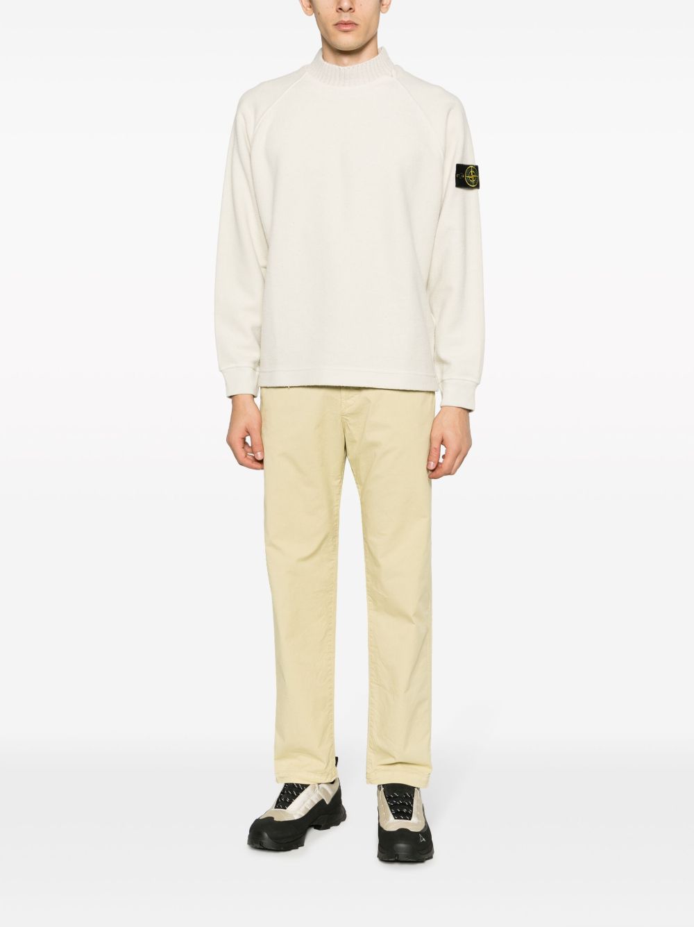 Stone Island Compass-patch fleece-texture jumper - Beige