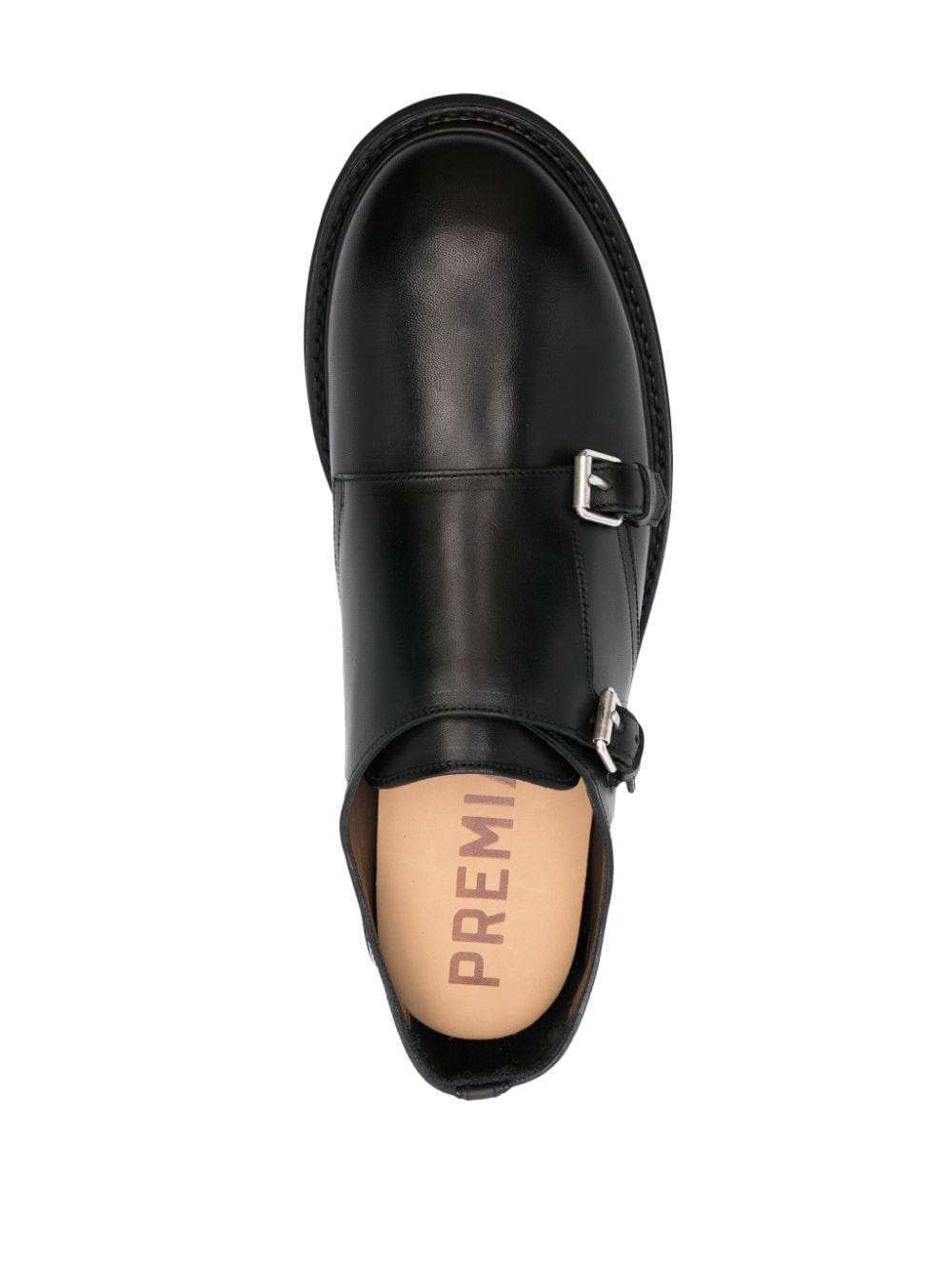 Shop Premiata Double-buckle Leather Monk Shoes In Black