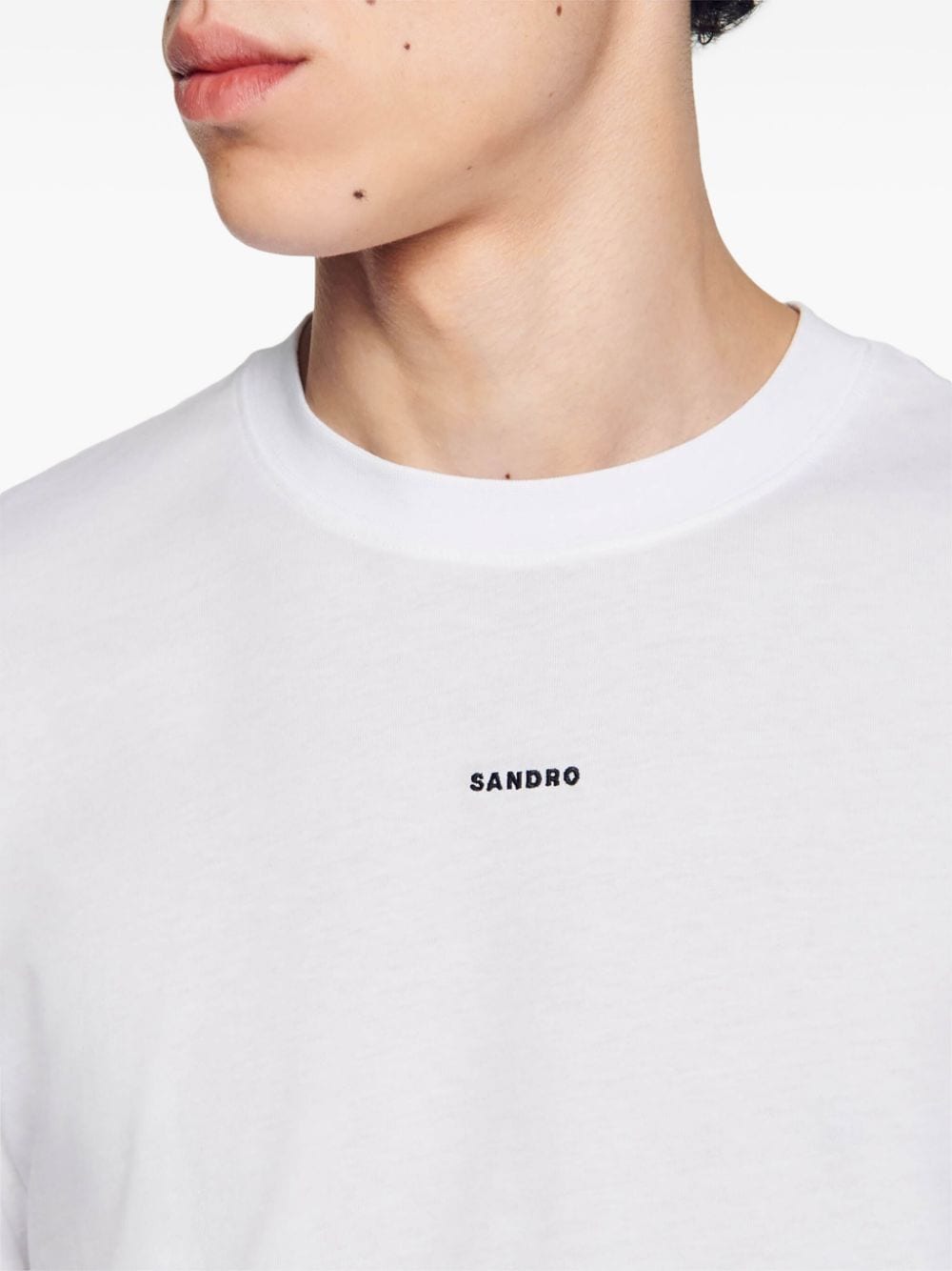 Shop Sandro Logo-embroidered Cotton T-shirt In White
