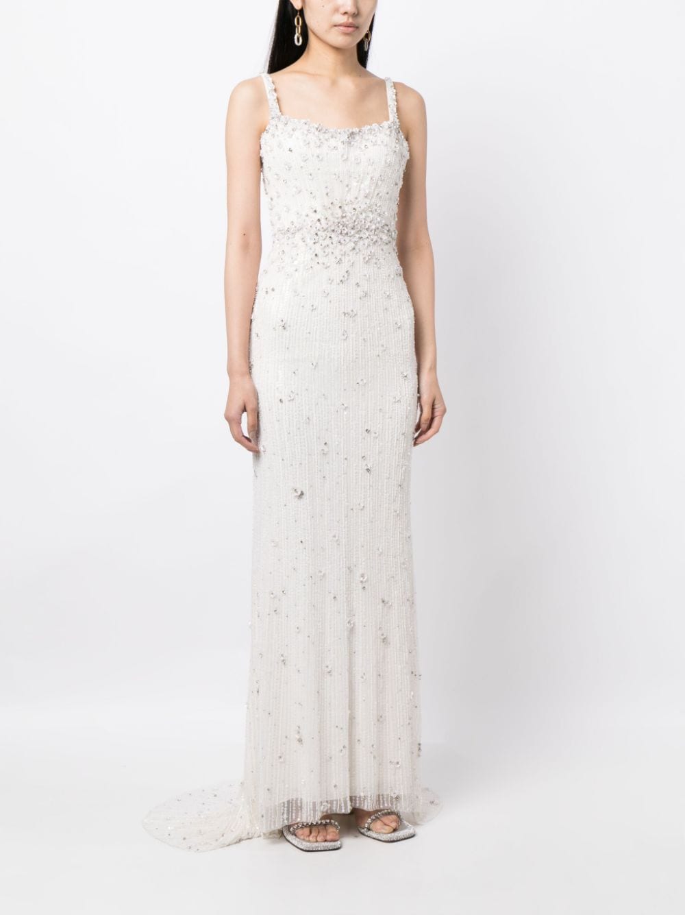 Shop Jenny Packham Kabla Floral-sequin Bridal Gown In White