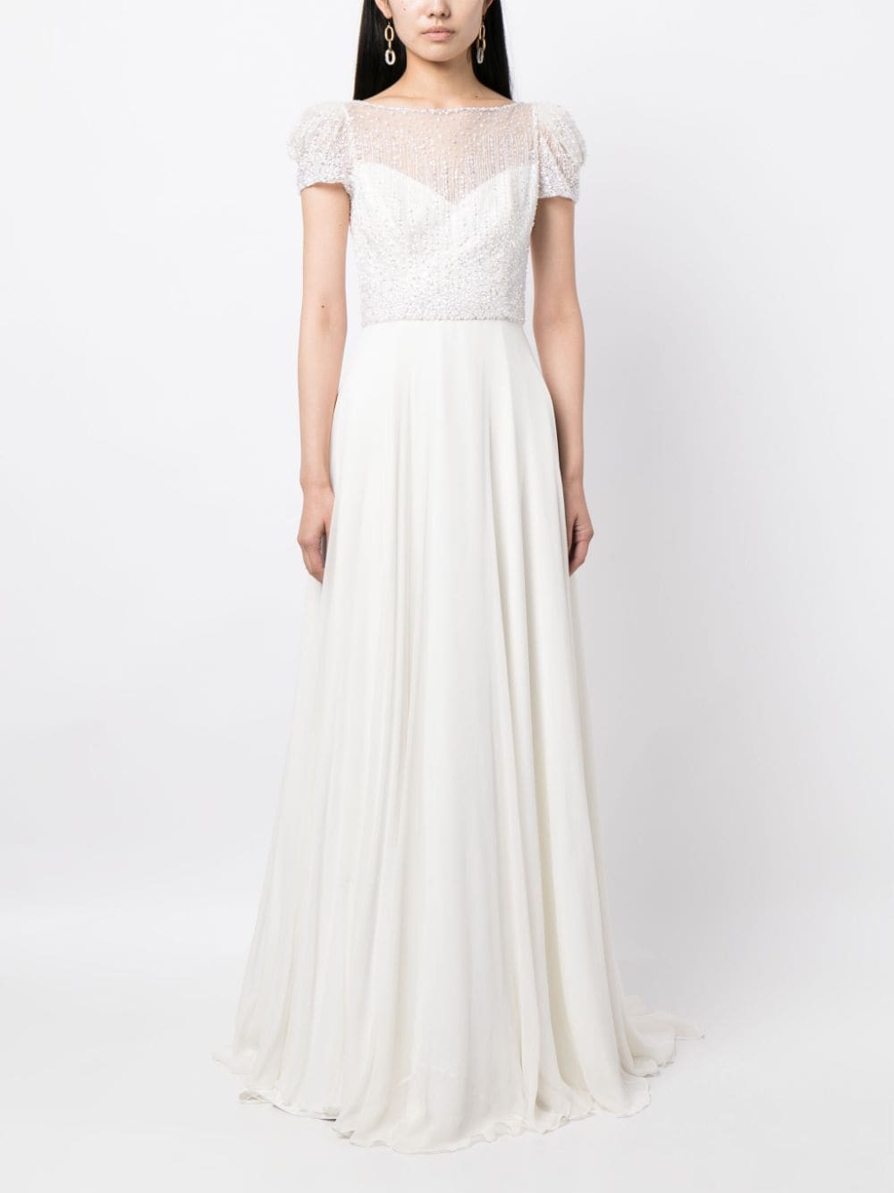 Shop Jenny Packham Hedvig Puff-sleeve Bridal Gown In White