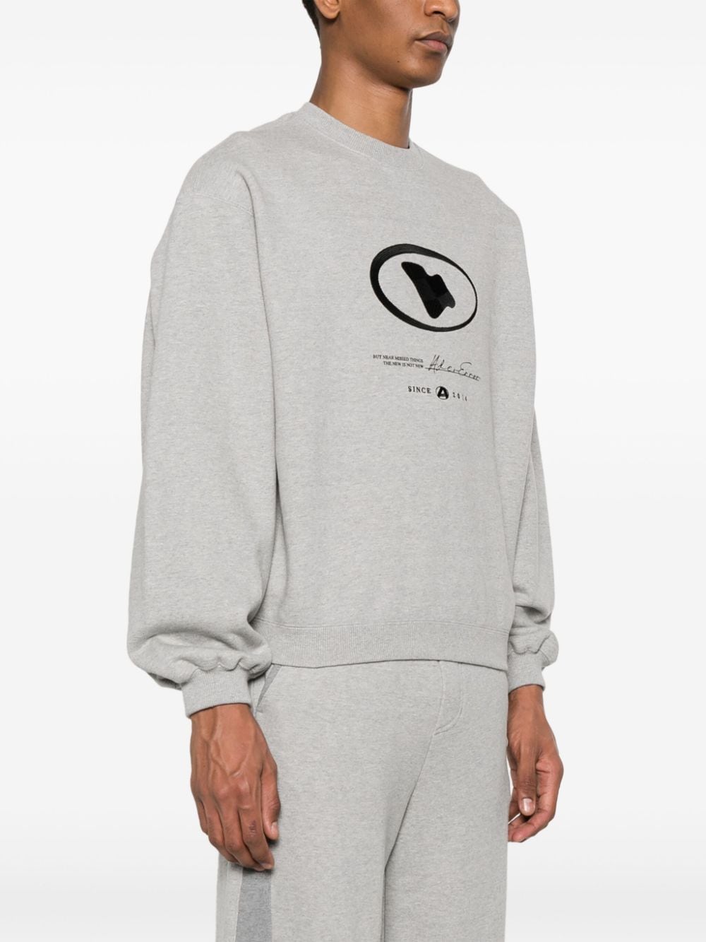 Shop Ader Error Logo-embroidered Cotton Sweatshirt In Grey