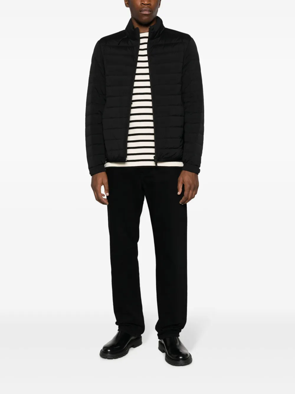 Zegna funnel-neck padded jacket - Zwart