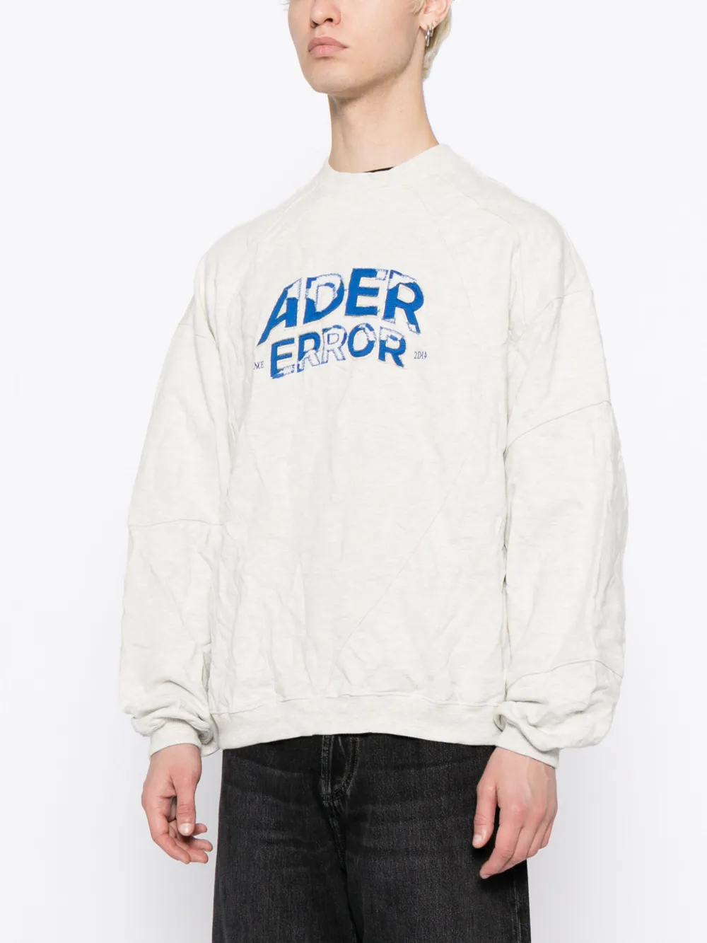 Shop Ader Error Logo-embroidered Crinkled Sweatshirt In Neutrals