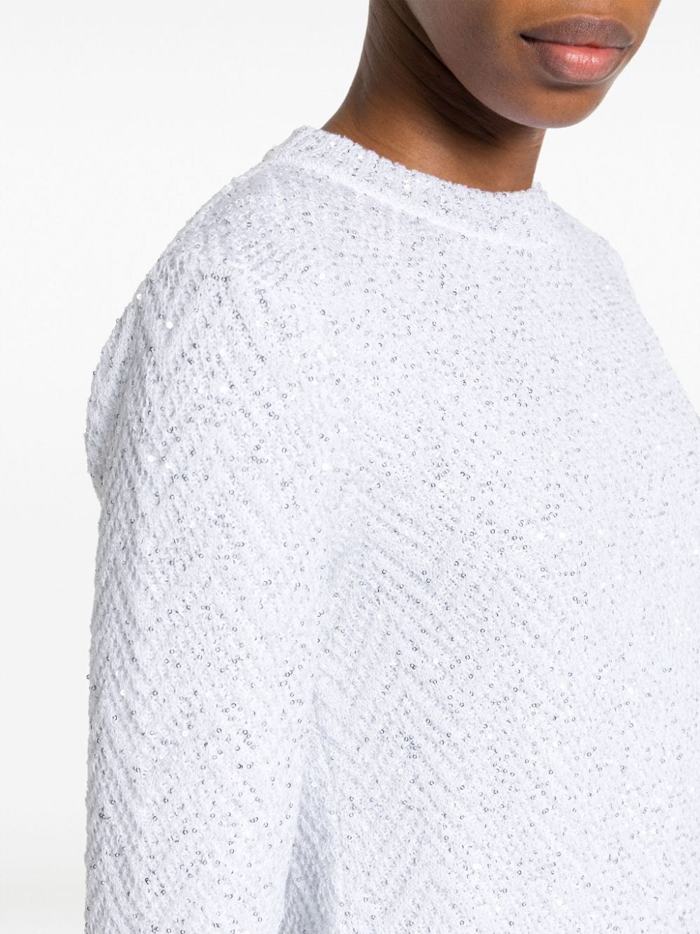 Shop Missoni Sequin-embellished Chevron-knit Jumper In White