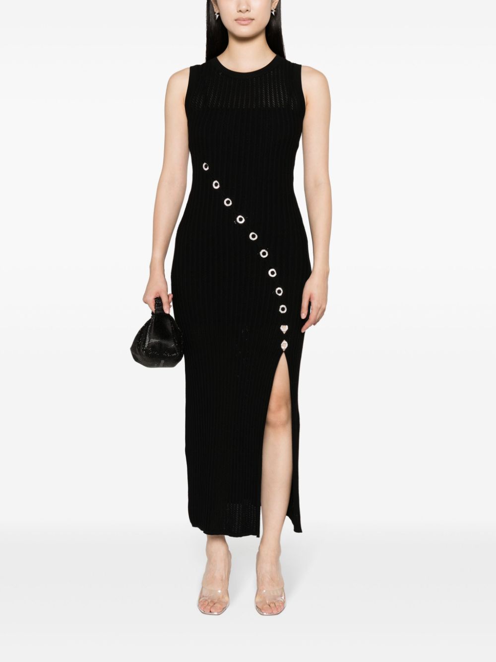 SANDRO Maxi-jurk verfraaid met kristallen Zwart