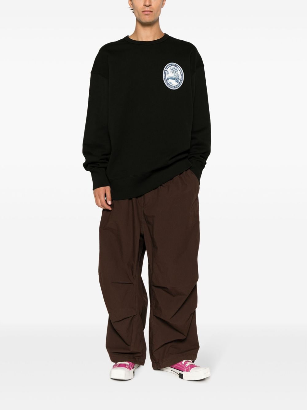 Shop Kenzo Logo-patch Cotton Sweatshirt In Black