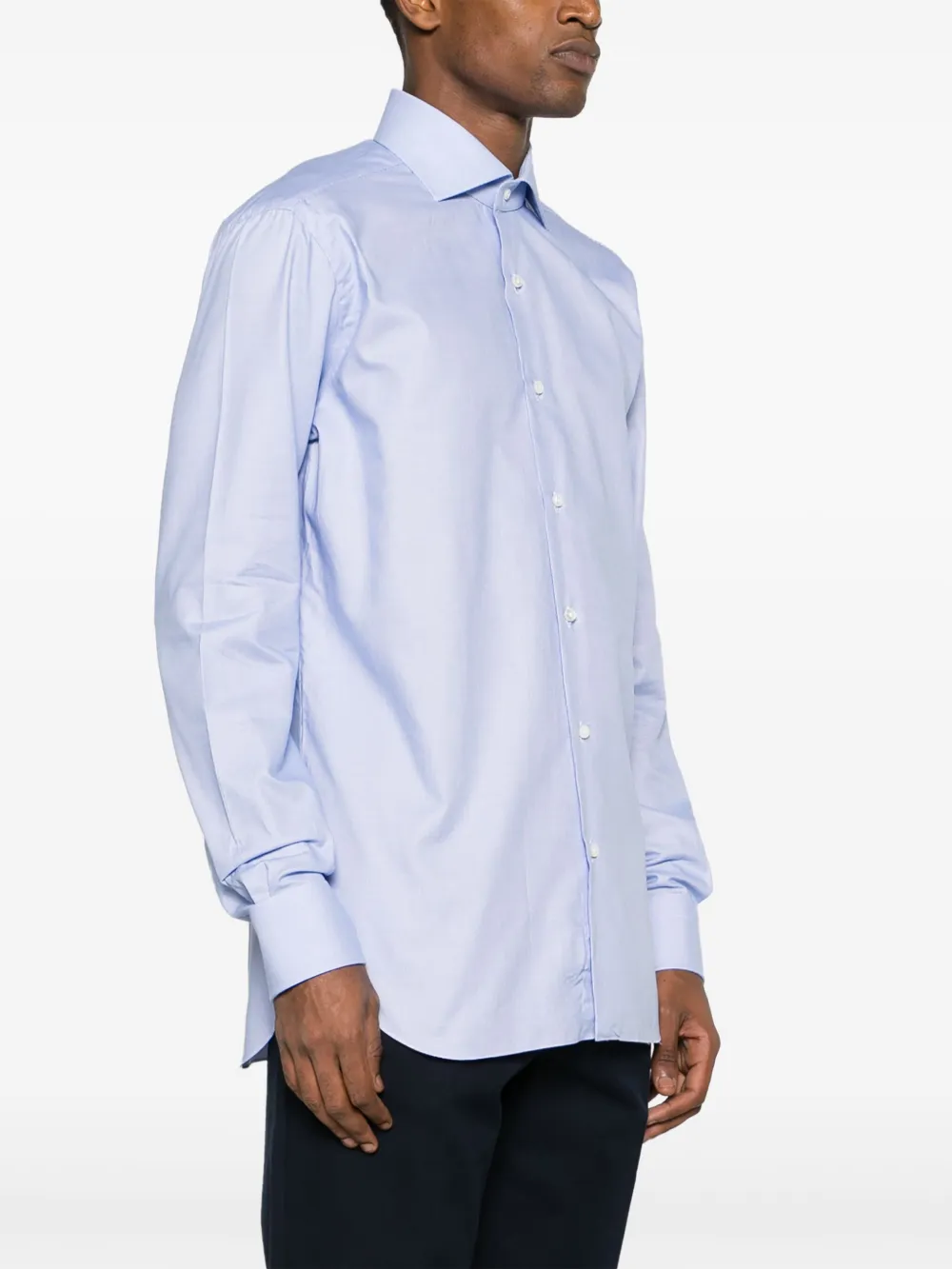 Shop Barba Button-up Cotton Shirt In Blue