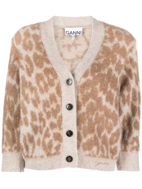 GANNI leopard-jacquard cardigan Women