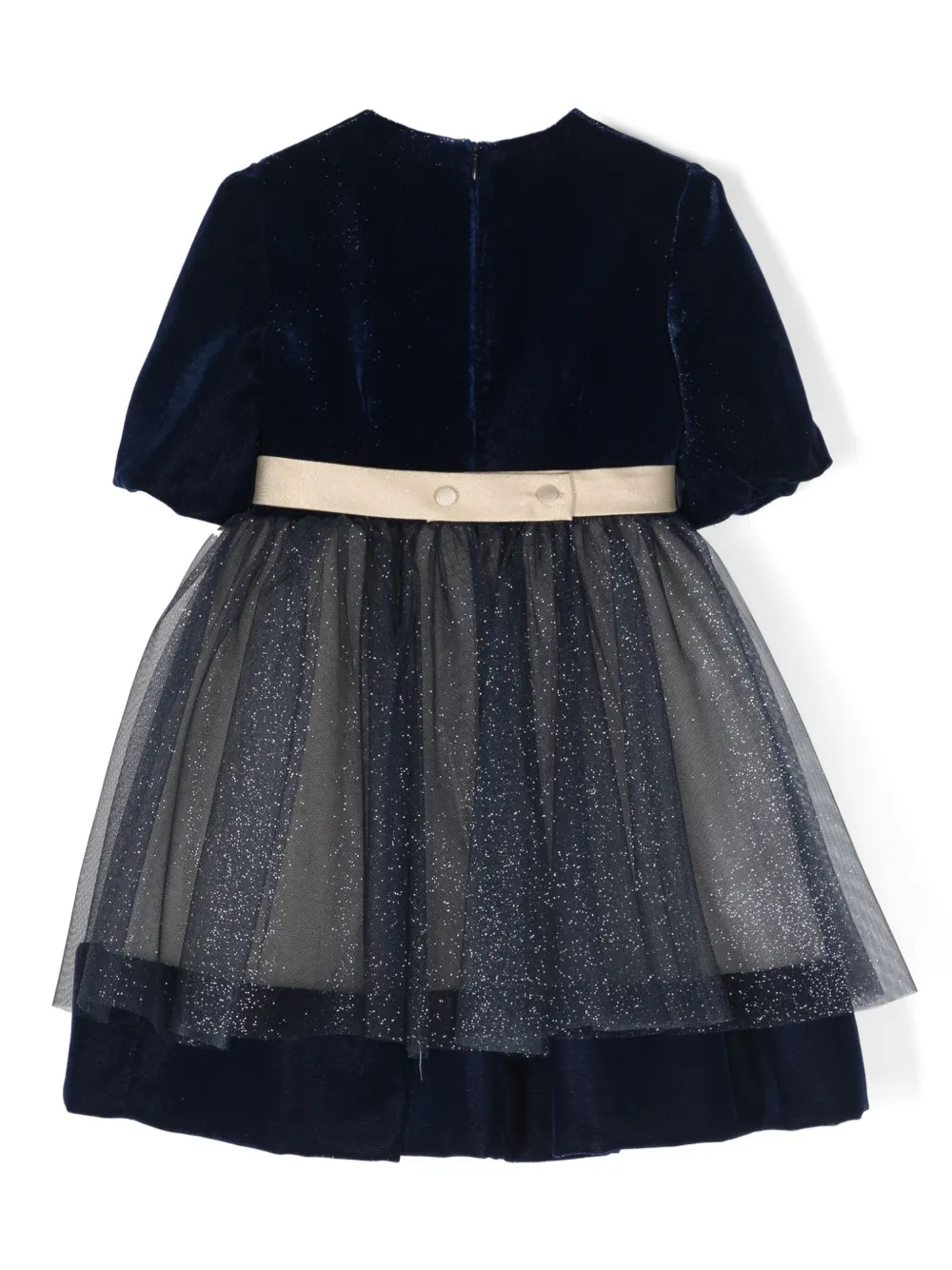 Colorichiari floral-appliqué velvet dress - Zwart