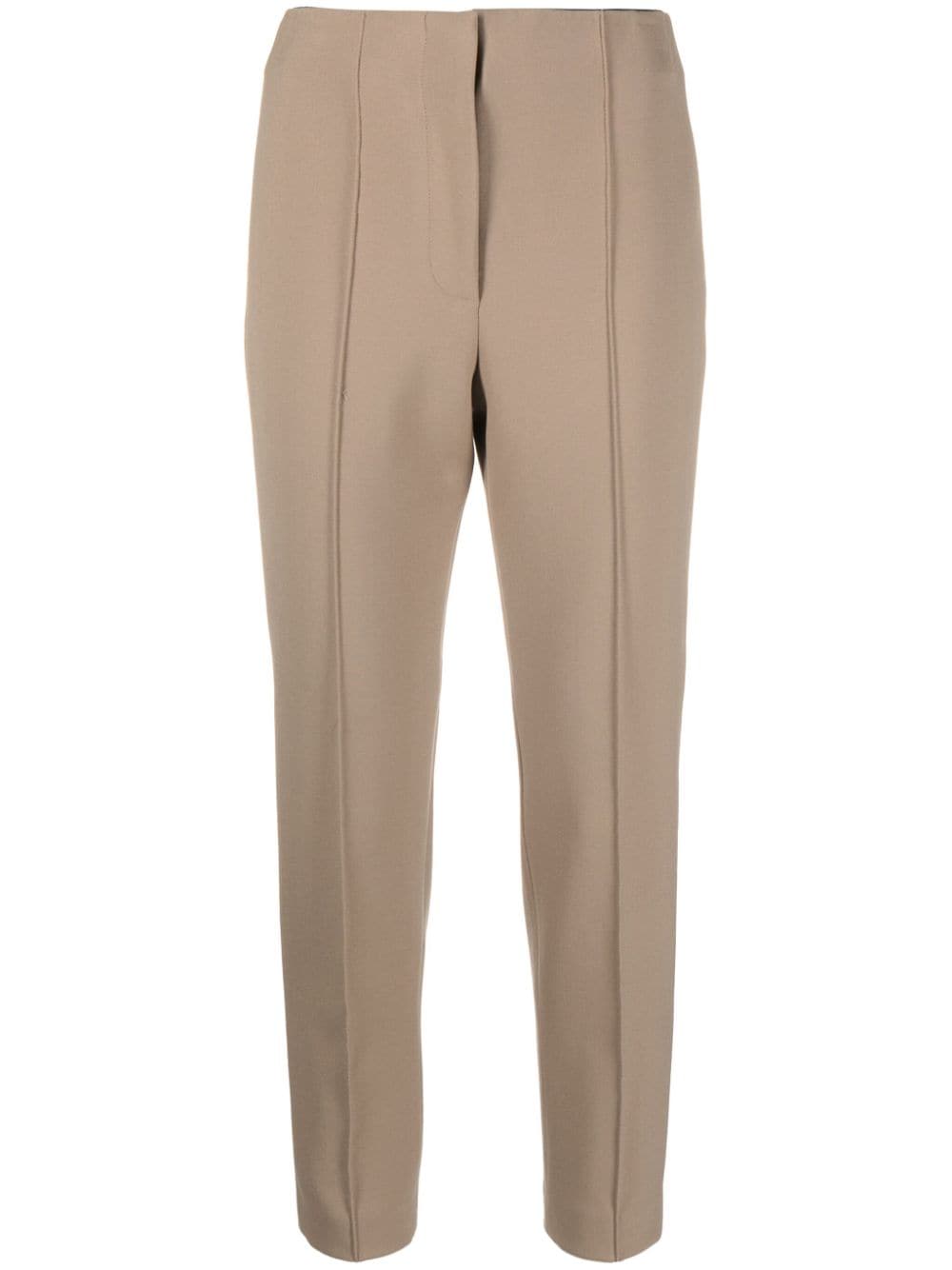 Peserico Pintuck-detail Cropped Trousers In Brown