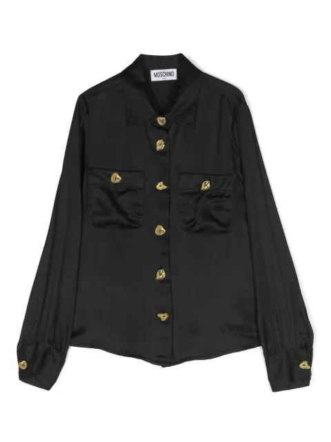 Moschino Kids camisa manga larga con logo bordado