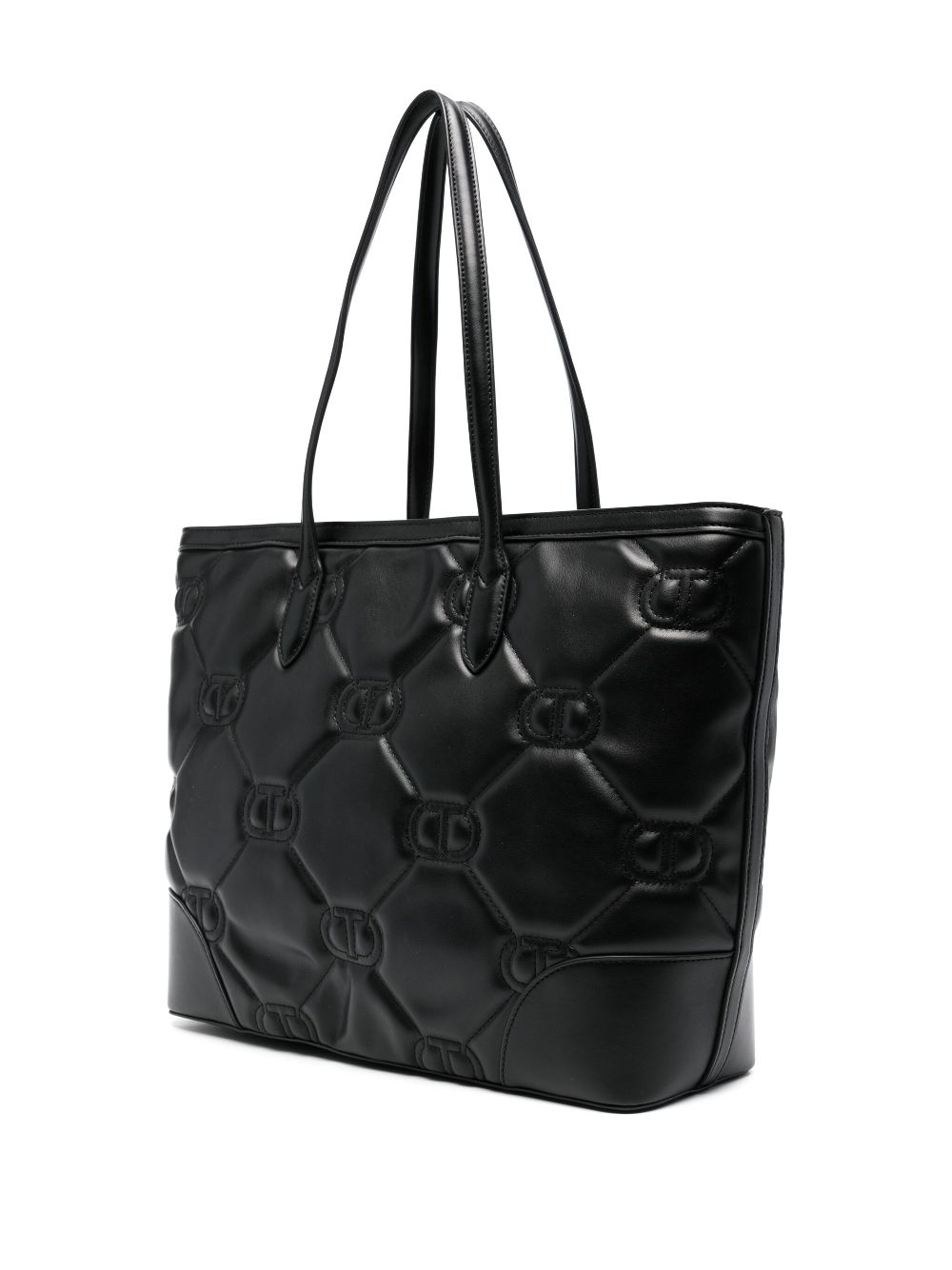 TWINSET logo-plaque quilted tote bag - Zwart