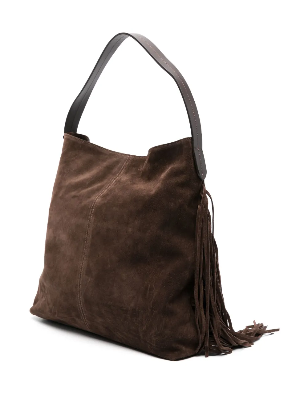 TWINSET Melrose fringed suede shoulder bag - Bruin